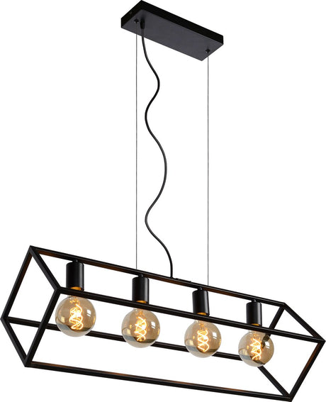 Lucide Fabian - lampa wisząca - 4xe27 - czarna