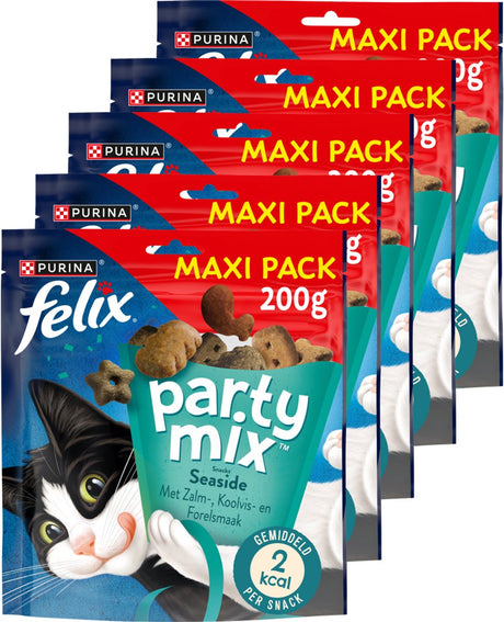 Felix party mix seaside - przekąski dla kotów - przysmaki dla kotów - pstrąg mintaja - 5 x 200 g