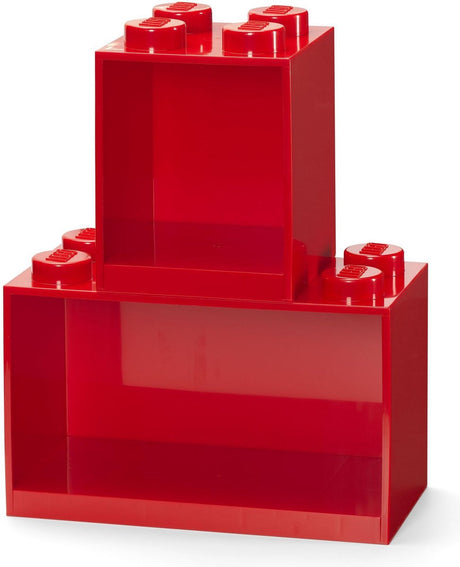 Półki na książki Lego kultowe klocki 4 + 8 klocków - zestaw 2 sztuk - czerwone