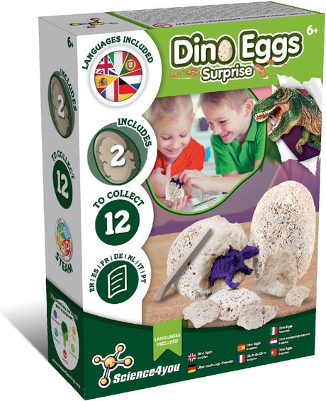 Science 4 you science4you dino eggs surprise – opgraafset met 2 dino eieren – experimenteerdoos paleontologie – vanaf 6 jaar