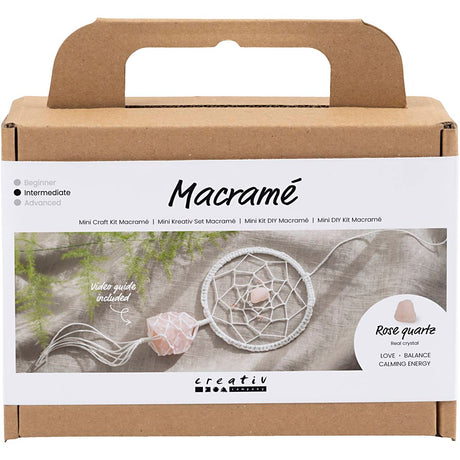 Firma Creativ https: www.cchobby.nl mini-hobbyset-macrame-dreamcatcher-with-rose-quartz-jasnoróżowy-biały-1-box