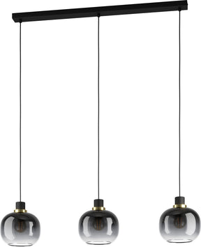 Eglo oilella hanglamp - e27 - 95 cm - smoke glas - zwart geelkoper