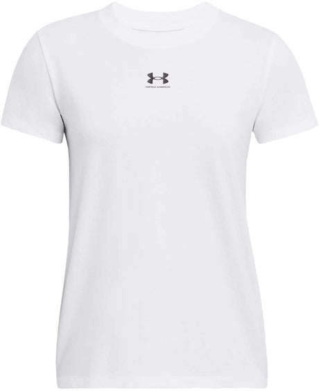 Damska koszulka sportowa Under Armour Core ss-wht ua rywal core ss-wht w kolorze biało-czarnym