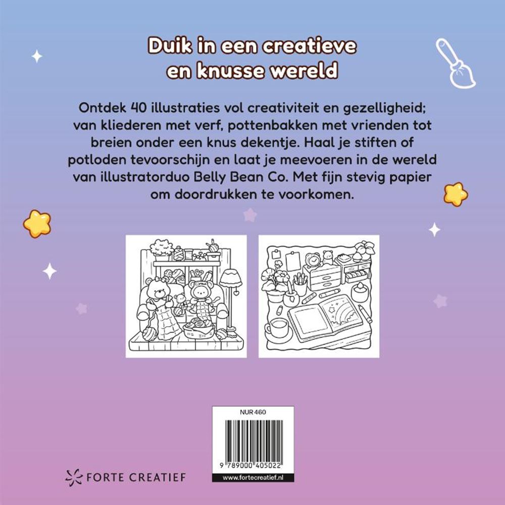 Forte creatief cozy cute in het atelier. kleurboek.