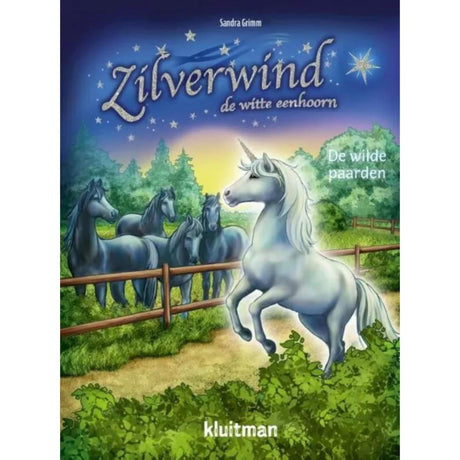 Kluitman Silverwind, biały jednorożec. dzikie konie