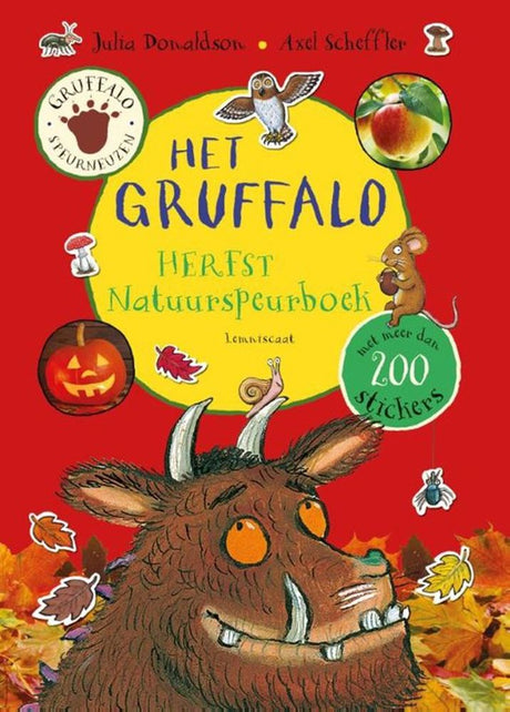 Centralna księga zawiera jesienną księgę poszukiwań przyrody Gruffalo. 5+