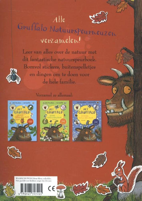 Centralna księga zawiera jesienną księgę poszukiwań przyrody Gruffalo. 5+