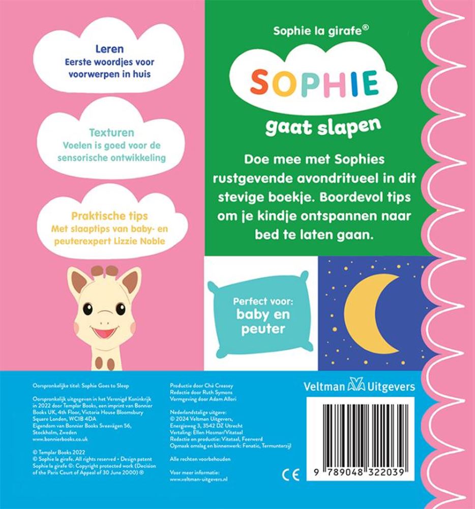 Sophie gaat slapen. kartonboek. 0+ | 3 stuks