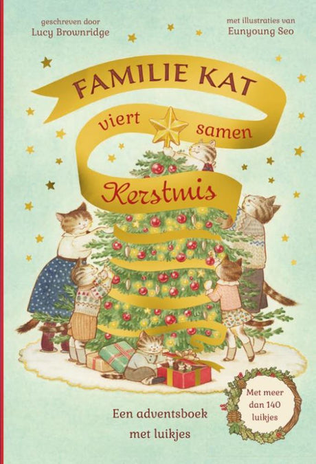 Familie kat viert samen kerstmis 3+
