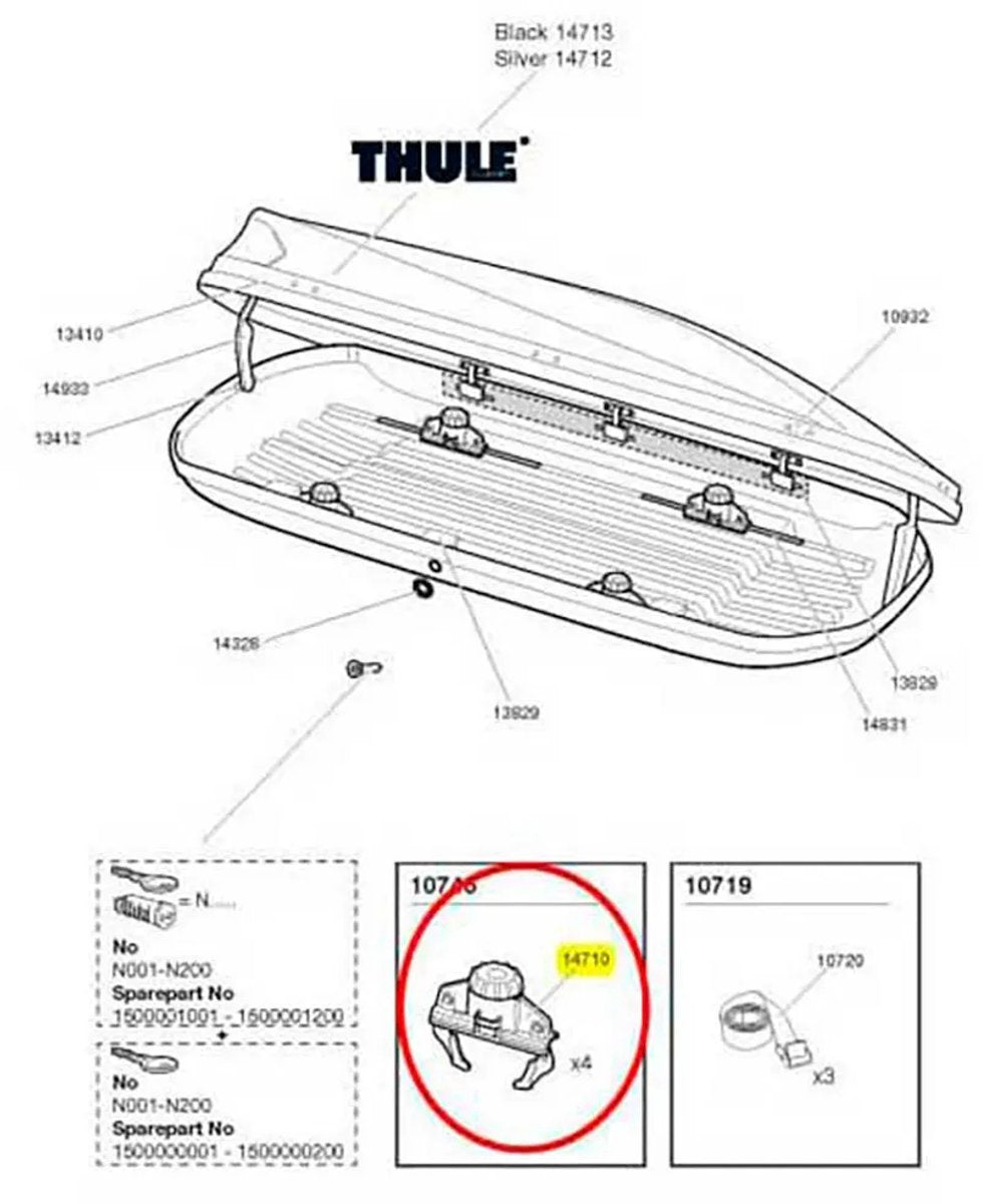 Zacisk do boxu dachowego Thule Touring Fastclick, część zamienna, czarna
