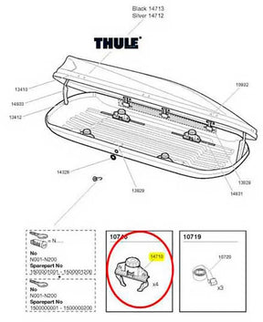 Zacisk do boxu dachowego Thule Touring Fastclick, część zamienna, czarna