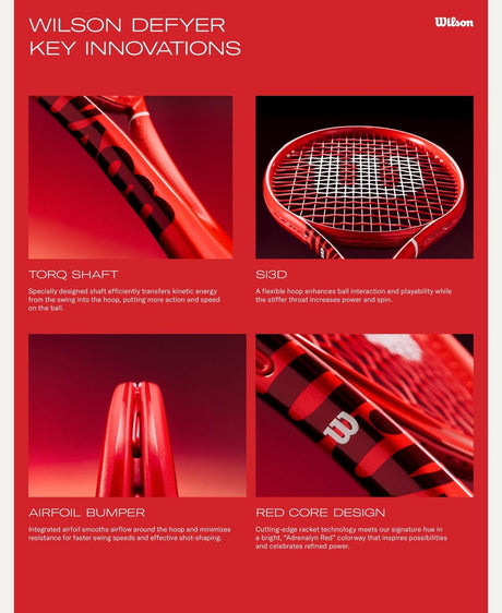 Wilson defyer 98 pro v1 tennisracket - incl bespanning - rood - grip 2