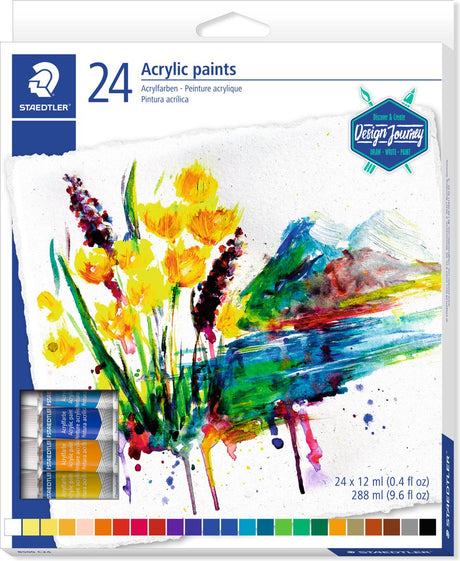Staedtler design travel - karatowa farba akrylowa - zestaw 24 tubek 12 ml