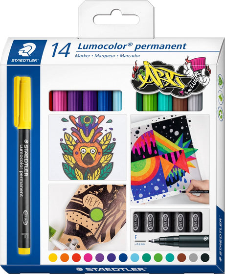 Długopis permanentny Staedtler lumocolor f - zestaw 14 kolorów