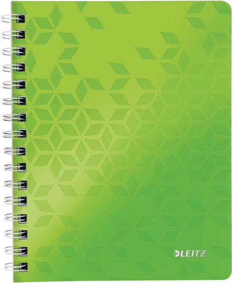 Notes A5 Leitz wow oprawiony na spirali z plastikową okładką - 80 kartek - sprawdzony - Certyfikat FSC - zielony