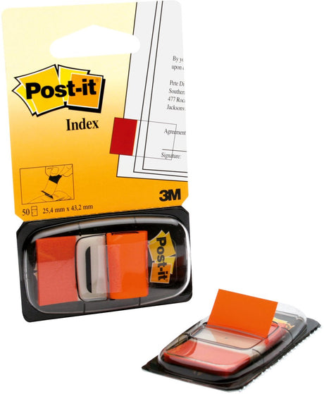 Standardowy indeks Post-it®, pomarańczowy, 25,4 x 43,2 mm, dozownik 50 tabletek
