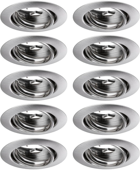 Zestaw podstawy lampy do wbudowania Paulmann obrotowy okrągły 90 mm 20° gu10 max. Stal szczotkowana o mocy 10 W, 230 V, z możliwością ściemniania