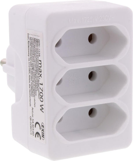 Wtyczka dystrybucyjna Q-link - 3-drożna - domino - euro - biała