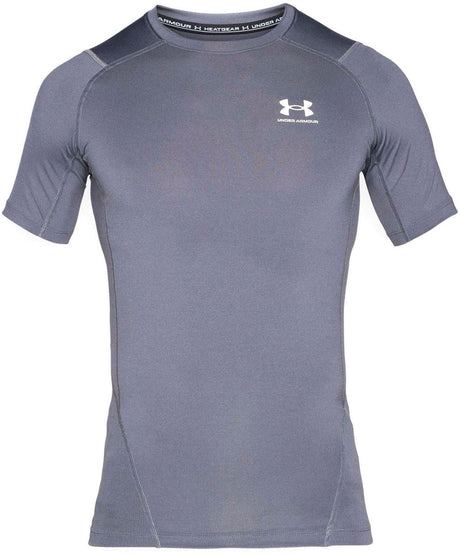 Męska koszulka sportowa Under Armour UA HG Armor Comp SS-Gry – Castle Rock – Biała