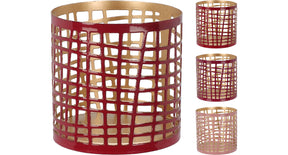 Theelichthouder 6x6cm metaal 3 assortie ''pink''