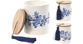 Kaars in pot delft blauw d9 h10cm 2 assortie