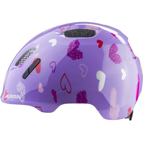 Kask dziecięcy Olympic Sportswear Alpina Sports ximo 2 fioletowe serca 47-51 połysk