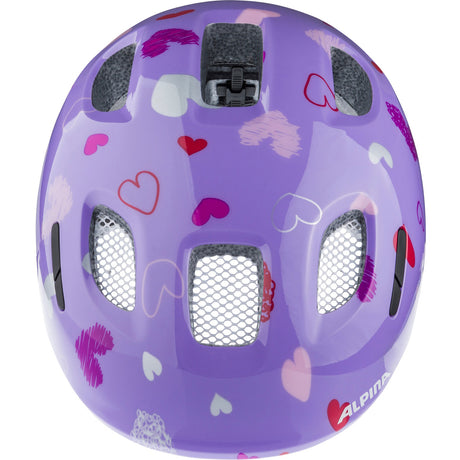 Kask dziecięcy Olympic Sportswear Alpina Sports ximo 2 fioletowe serca 49-54 połysk