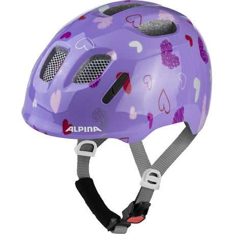Kask dziecięcy Olympic Sportswear Alpina Sports ximo 2 fioletowe serca 49-54 połysk