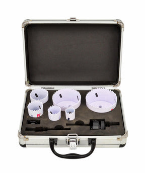 Awtools bimetal gat set 22-73mm 8 elem. zwart line metalen behuizing