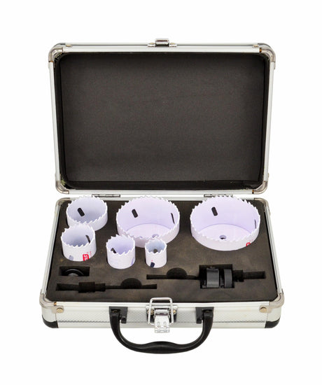 Awtools bimetal gat set 22-73mm 8 elem. zwart line metalen behuizing