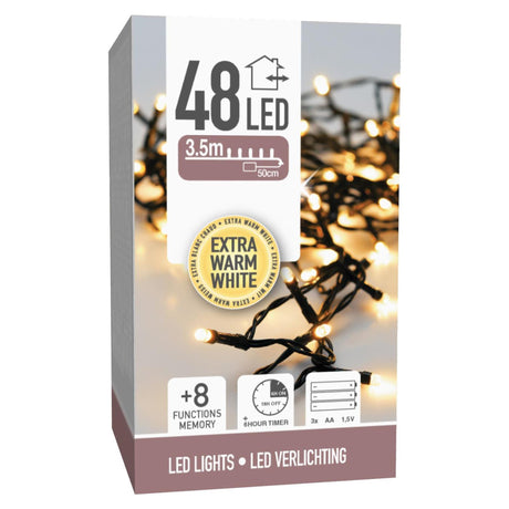 Kerstverlichting 48led op batterij extra warm wit