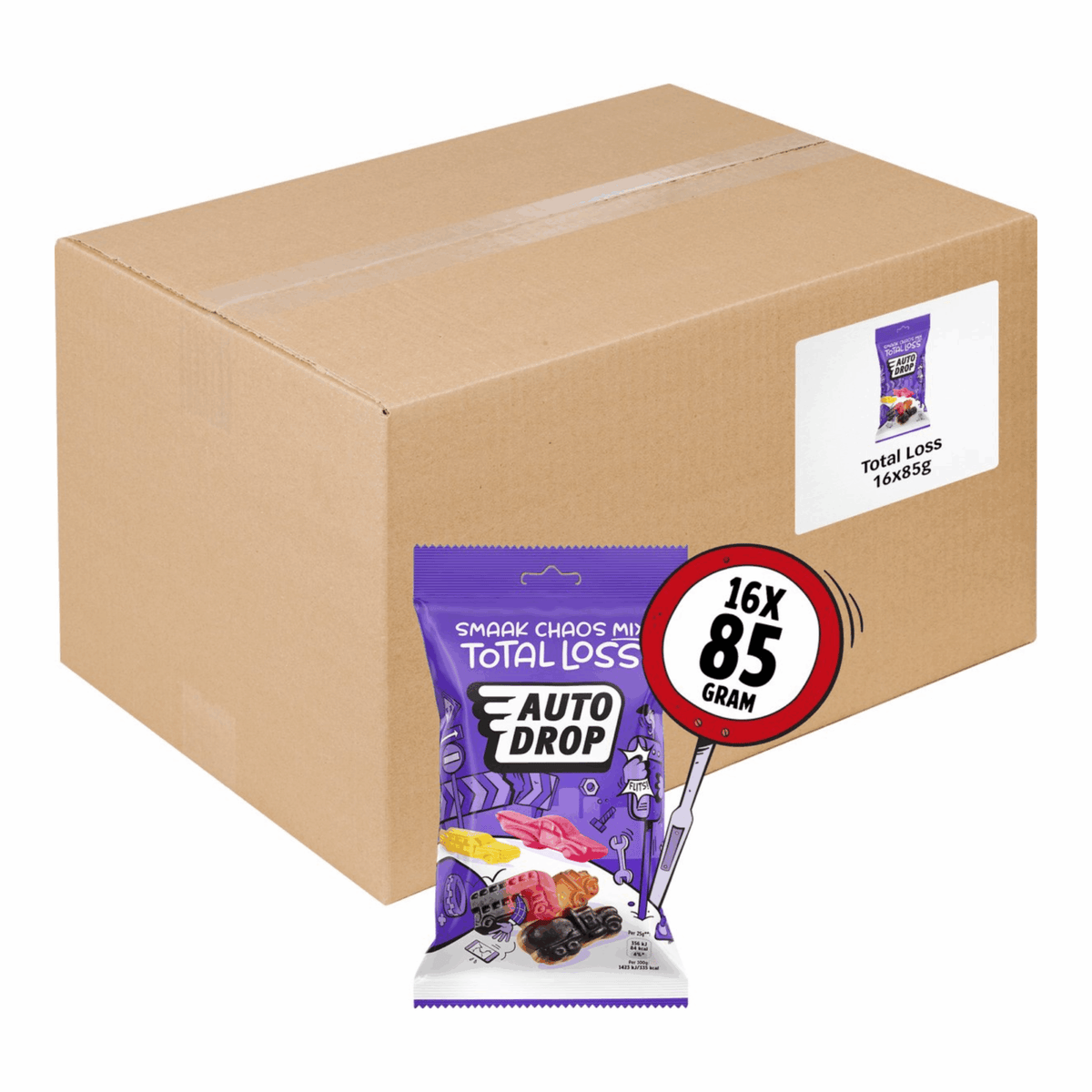 Całkowity ubytek pakietu przekąsek Autodrop (16x 85gr)