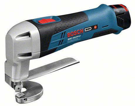 Bosch niebieski gsc 12v-13 | akumulatorowe nożyce do blachy 12V w l-boxx (2x akumulator 2,0ah + ładowarka) - 0601926108