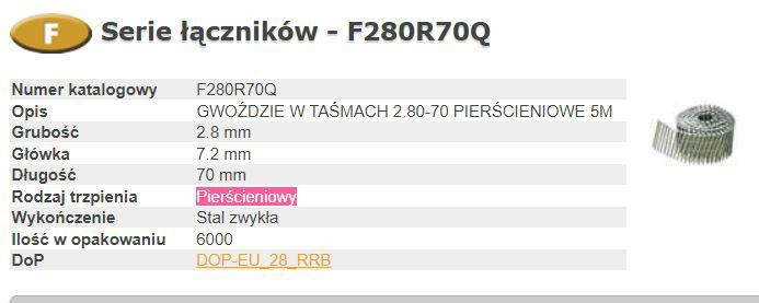 Bostitch nagels f 2,80-70 r q 9m