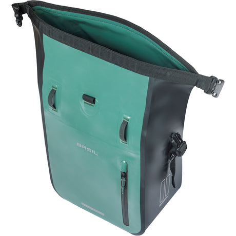 Basil pojedyncza torba rowerowa rivo m plandeka mik 12-15l 14 x 25 x 38 cm - zielony czarny