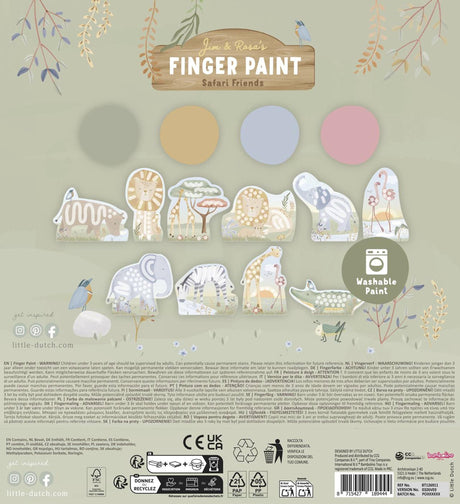 Little dutch vingerverf - safari - complete set - cadeautip - creatief speelgoed