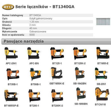 Bostitch styfts bt13 40mm 5m 18ga