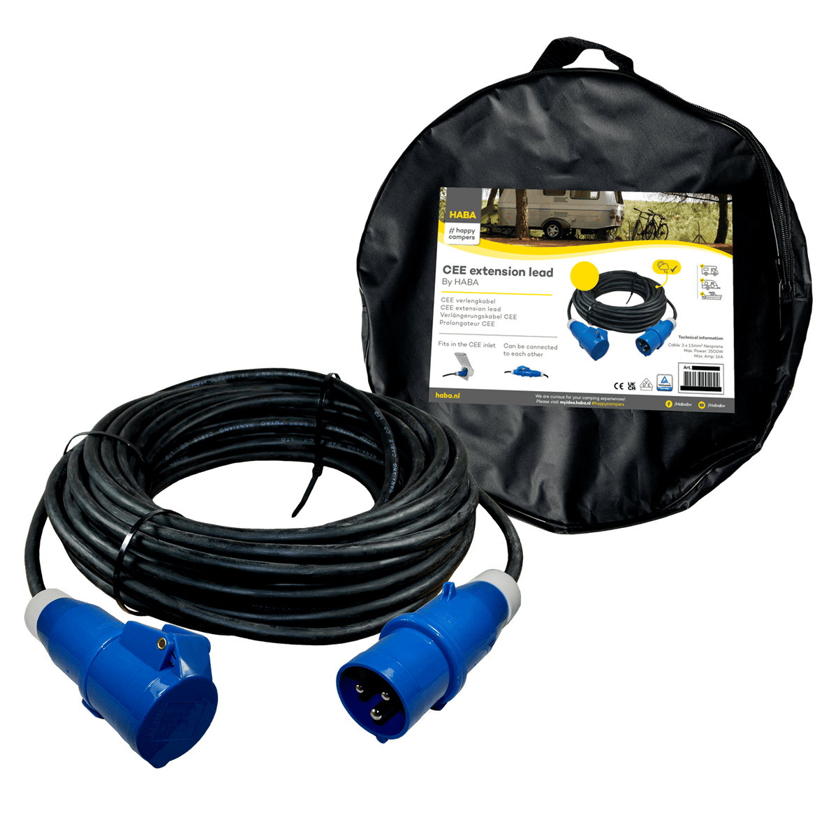 Ngk verleabel 20 metrów neoprenu 3x 1,5mm² – wtyczka cee i gniazdo cee – w torbie