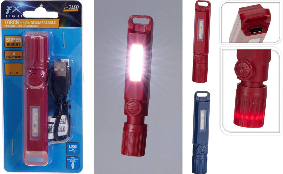 Fx light zaklamp 2 in 1 oplaadbaar met usb