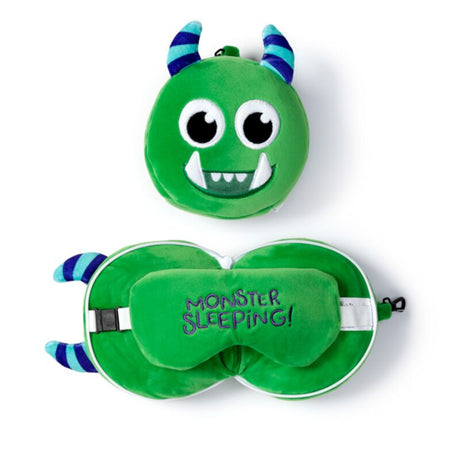 Ty relakseazzz pluszowa maska ​​do spania z okrągłą poduszką podróżną Monstarz Monster - zielona