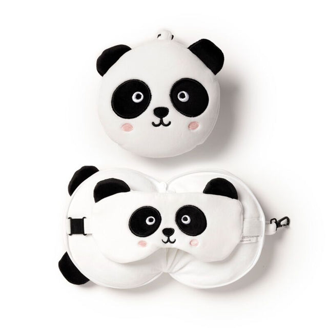 Ty relakseazzz panda okrągła podróżna maska do spania z poduszką