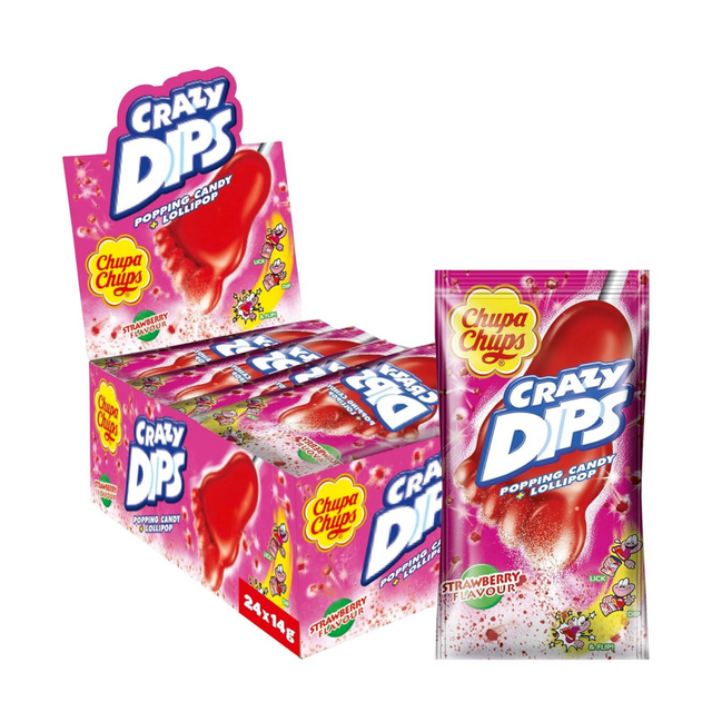 Chupa chups chupa szalony dip truskawkowy (24x 14 gramów)