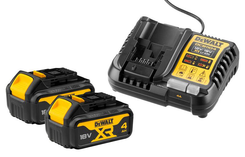 Dewalt batterij 18v 4,0ah dcb182 2szt. + lader dcb1104