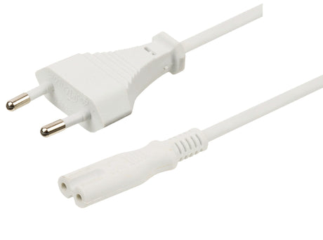 Kabel zasilający Euro do IEC320-C7 3 metry - biały