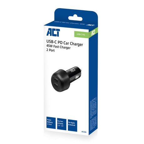 Act 2-Voorts USB-C Szybka ładowarka samochodowa 45W