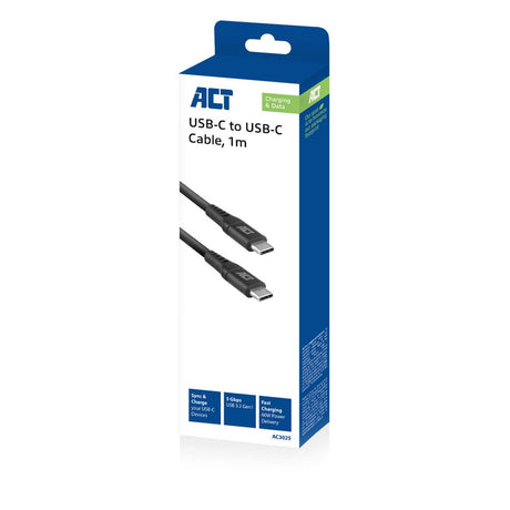 Kabel do ładowania i transmisji danych Act USB 3.2 gen1 c męski - c męski 1 metr