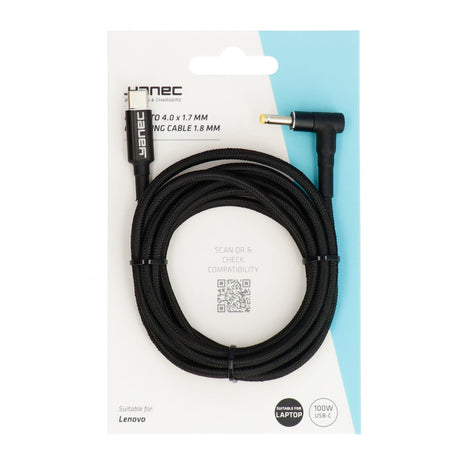 Kabel ładujący Yanec USB-C na 4,0 x 1,7 mm o długości 1,8 m