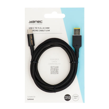 Kabel ładujący Yanec USB-C do 11,0 x 4,5 mm o długości 1,8 m