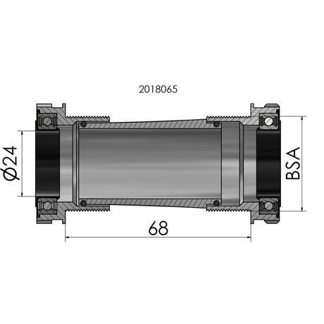 Wałek gracza Elvedes Hollowtech Shimano Race 24 mm czarny