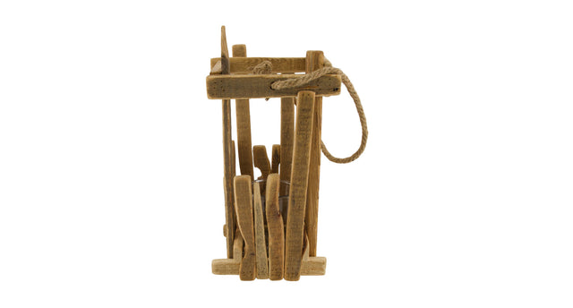 Lantern poplar wood with glass 19x19x38cm fsc 100% natural